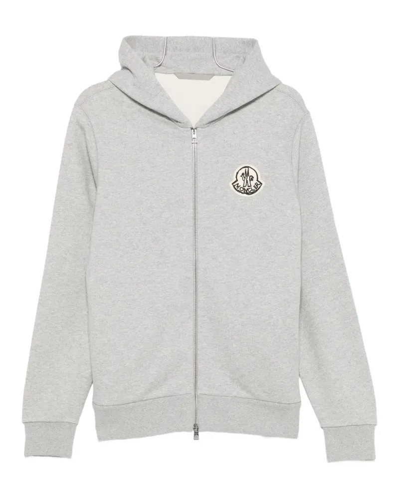 Moncler logo-patch zip-up hoodie - Grau Grau