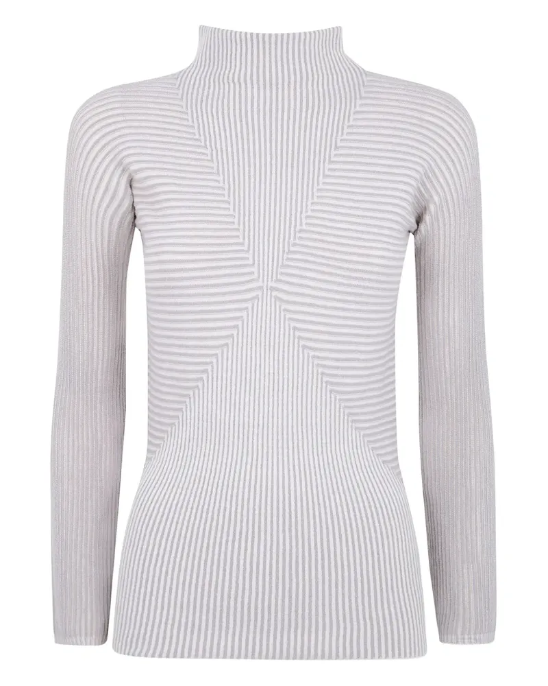 Emporio Armani Gestreifter Rollkragenpullover - Weiß Weiß