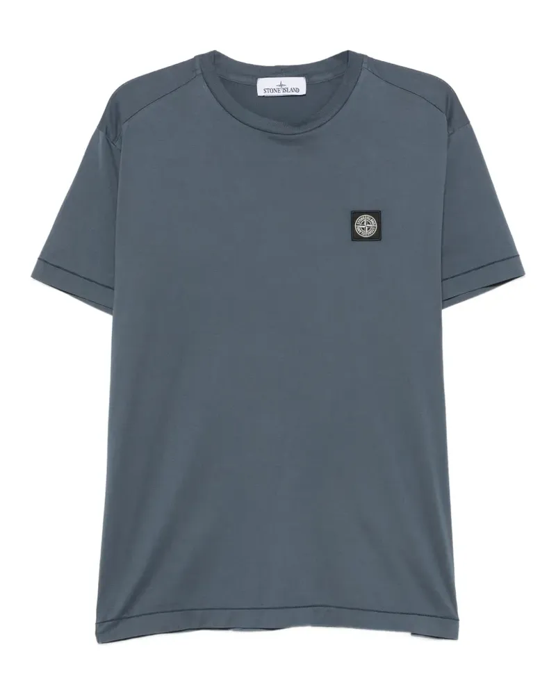 Stone Island T-Shirt mit Logo-Patch - Blau Blau