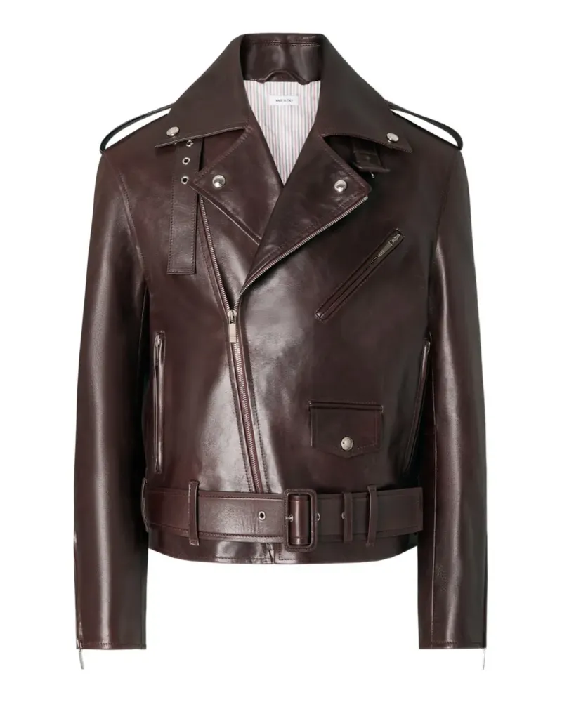 Thom Browne Bikerjacke mit Gürtel - Braun Braun