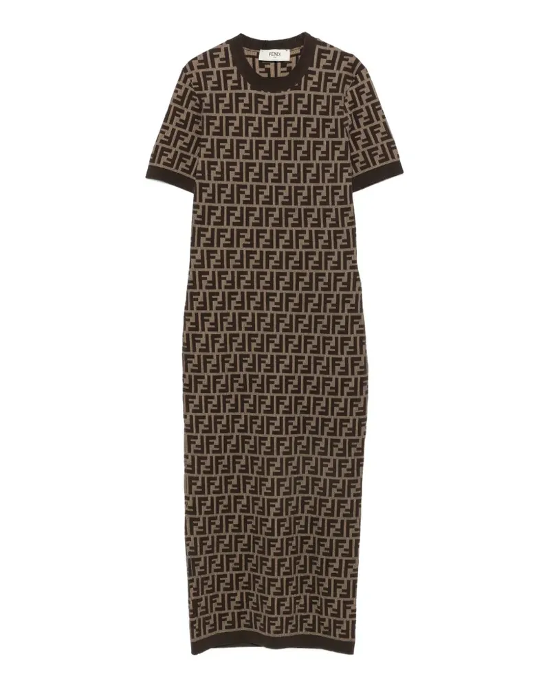 Fendi Midikleid mit Logo-Muster - Braun Braun