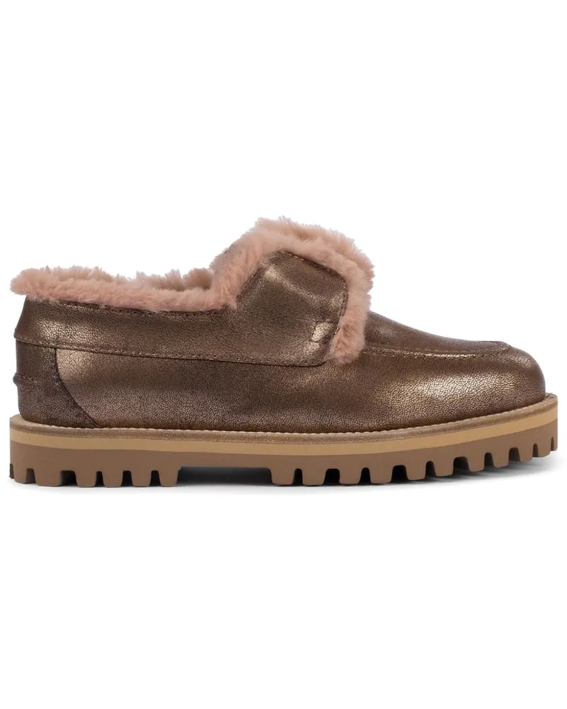 Le Silla Yacht Loafer mit Shearling-Besatz - Braun Braun