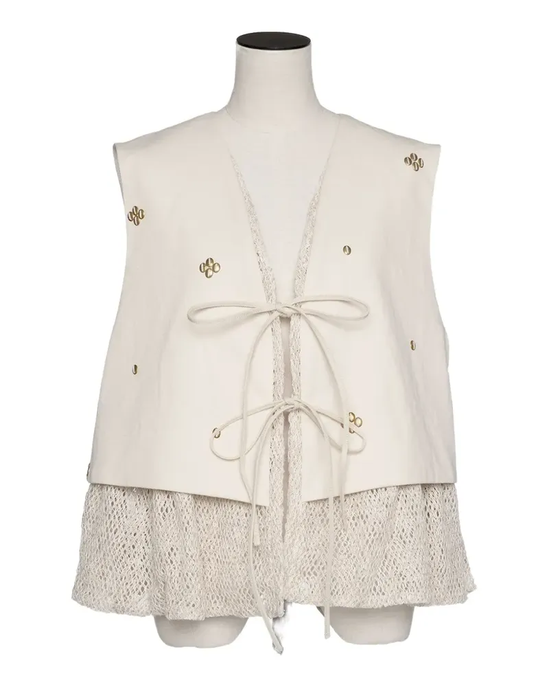 Muller of Yoshiokubo Metal Beans stud-embellished layered vest - Nude Nude