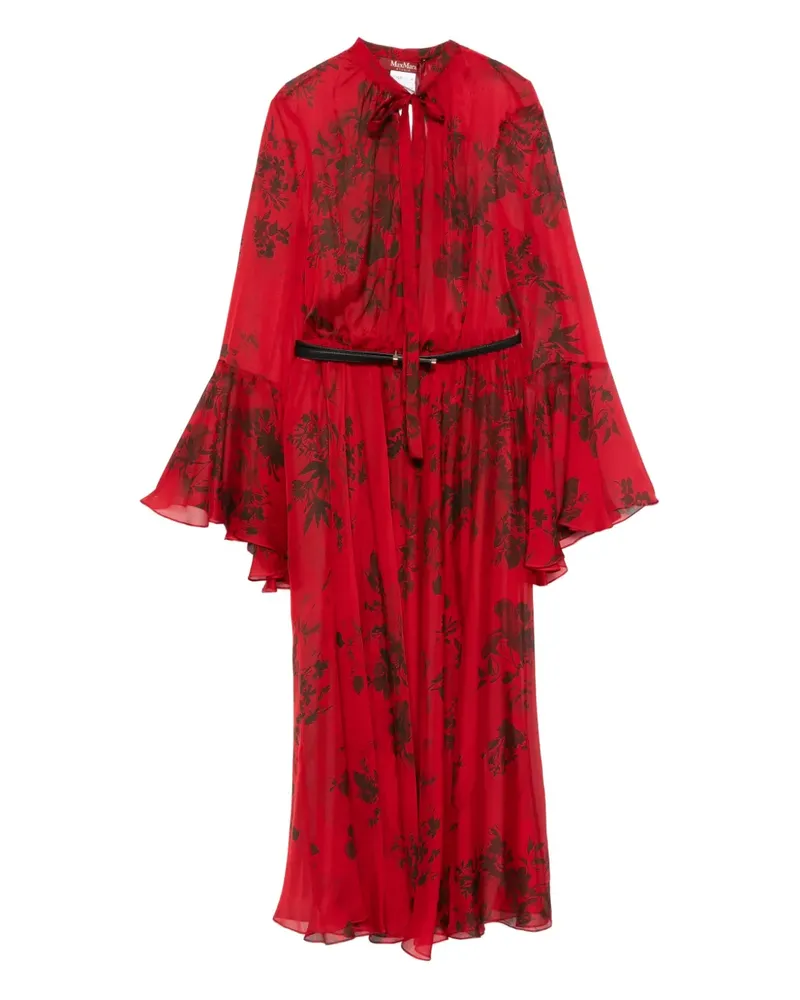 Max Mara Midikleid mit Gürtel - ROSSO Rosso