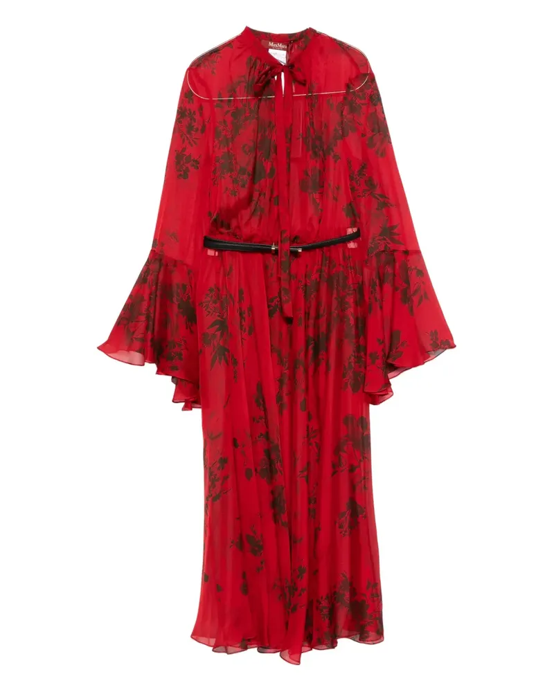 Max Mara floral-print belted midi dress - ROSSO Rosso