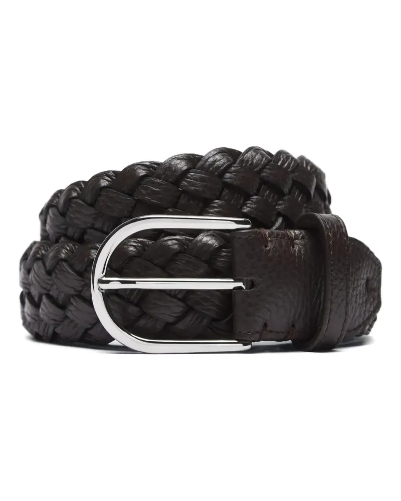 Brioni braided leather belt - Braun Braun