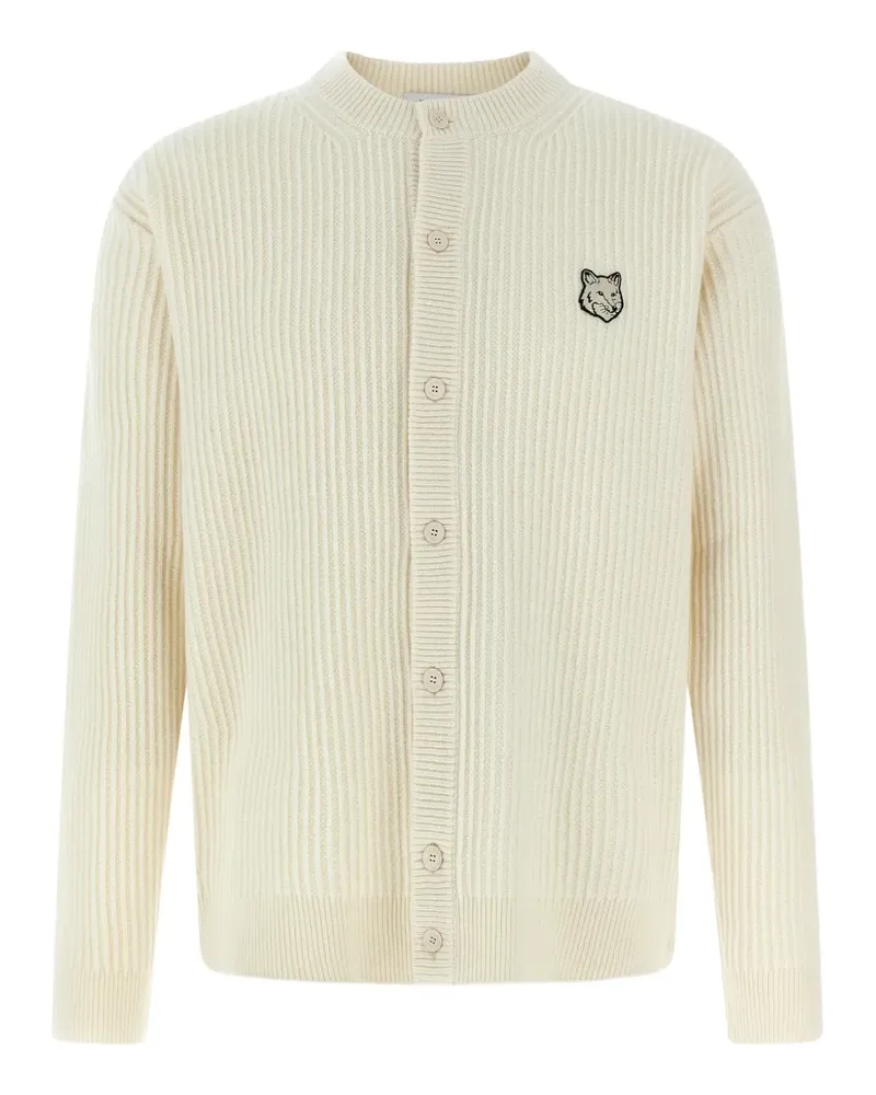 Kitsuné fox-head ribbed cardigan - Nude Nude