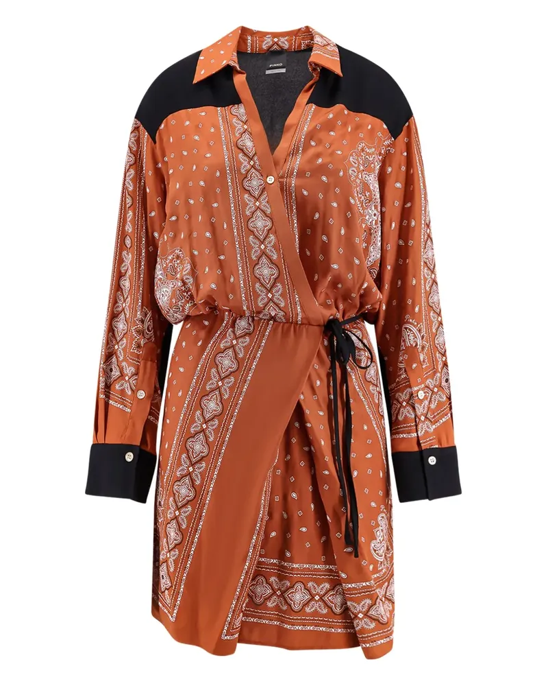 Pinko pointed-collar bandana-print dress - Orange Orange