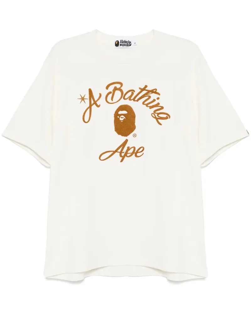 BAPE College-T-Shirt mit Ziernähten - Nude Nude