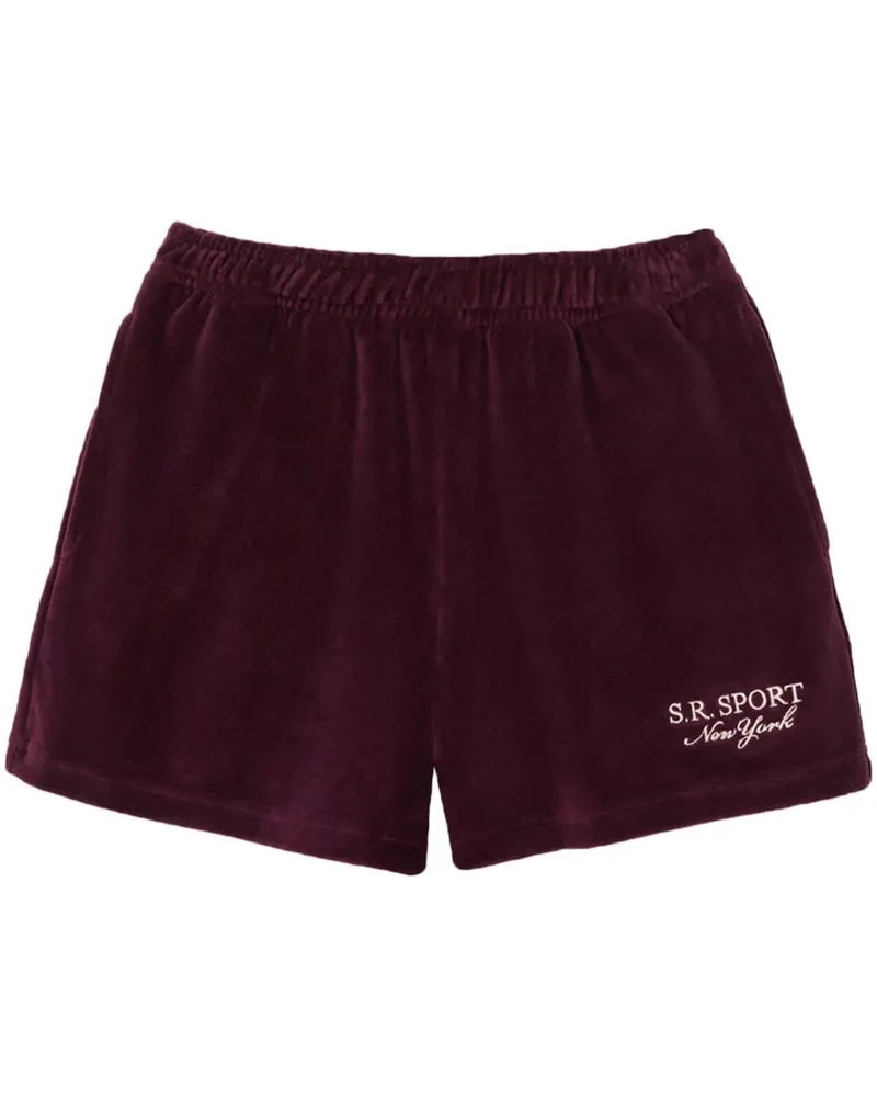 SPORTY & RICH Shorts mit Logo-Stickerei - Rot Rot