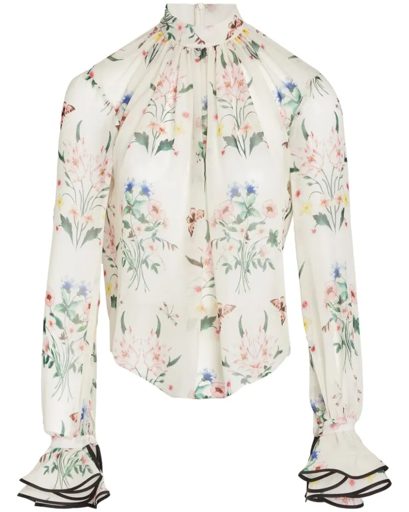 Giambattista Valli Seidenbluse mit Blumen-Print - Nude Nude