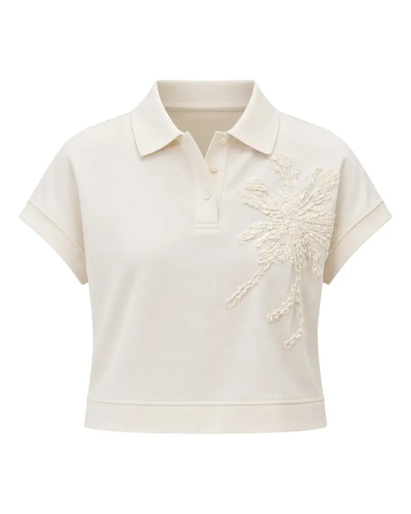 Benetton floral-embroidered polo shirt - Nude Nude