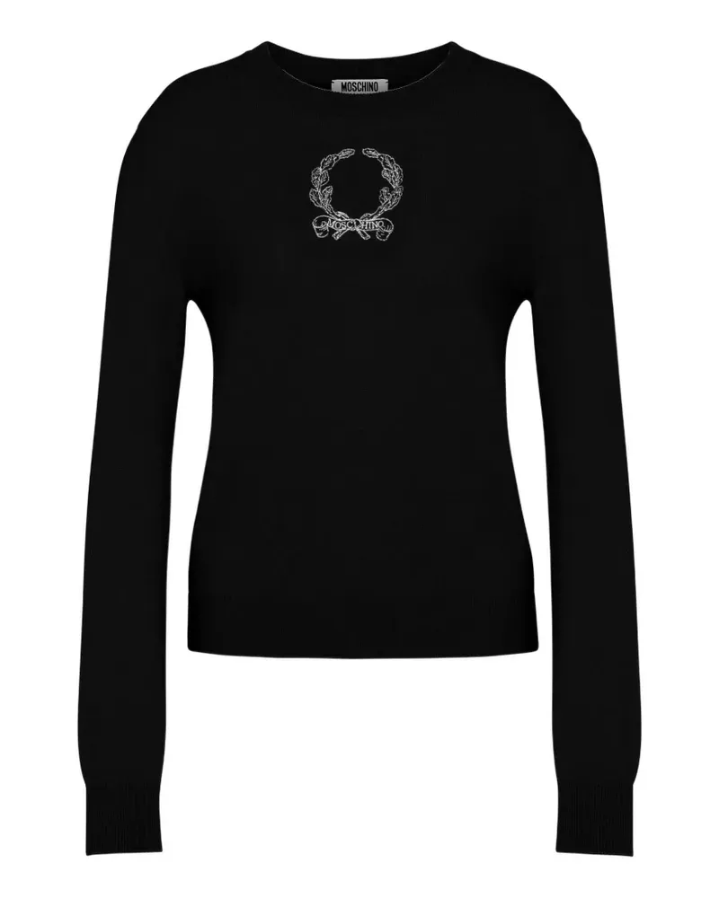 Moschino Laurel Crown Pullover mit Logo-Stickerei - Schwarz Schwarz