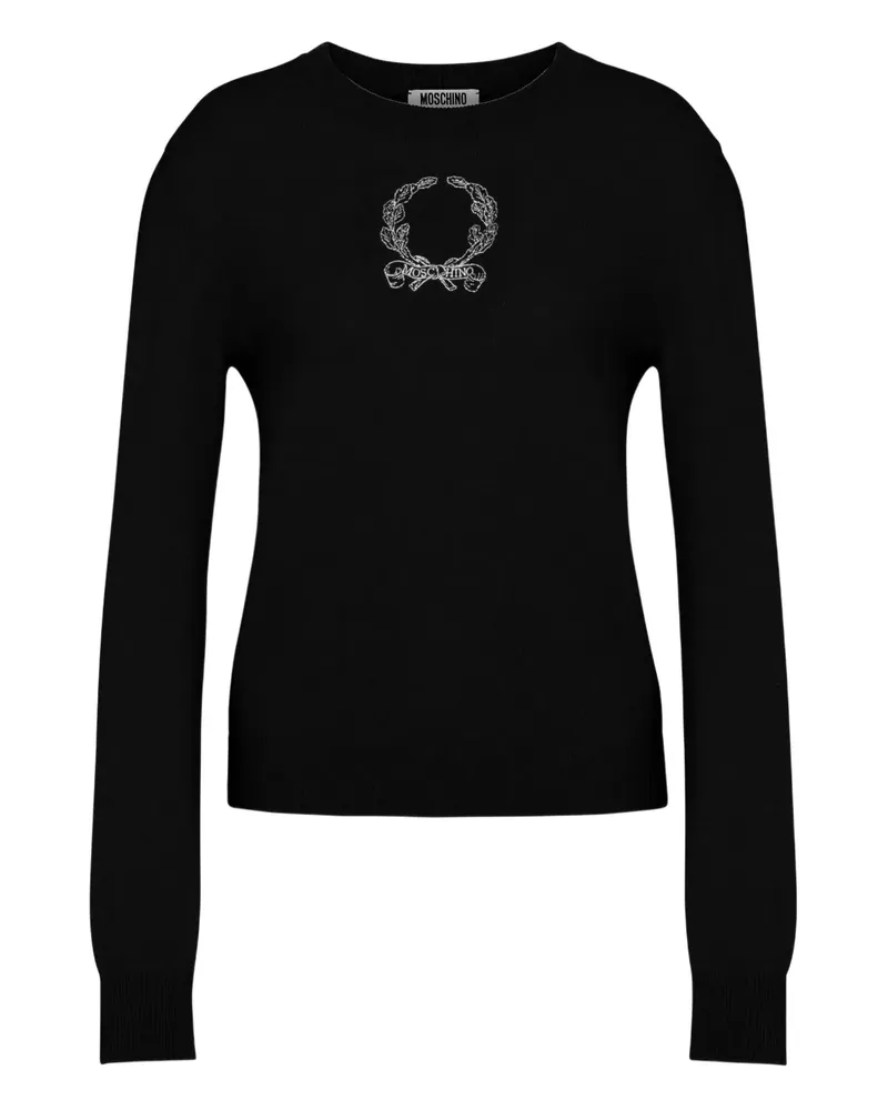 Moschino Laurel Crown Pullover mit Logo-Stickerei - Schwarz Schwarz