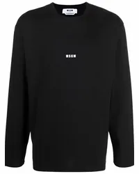 MSGM Langarmshirt mit Logo-Print Schwarz