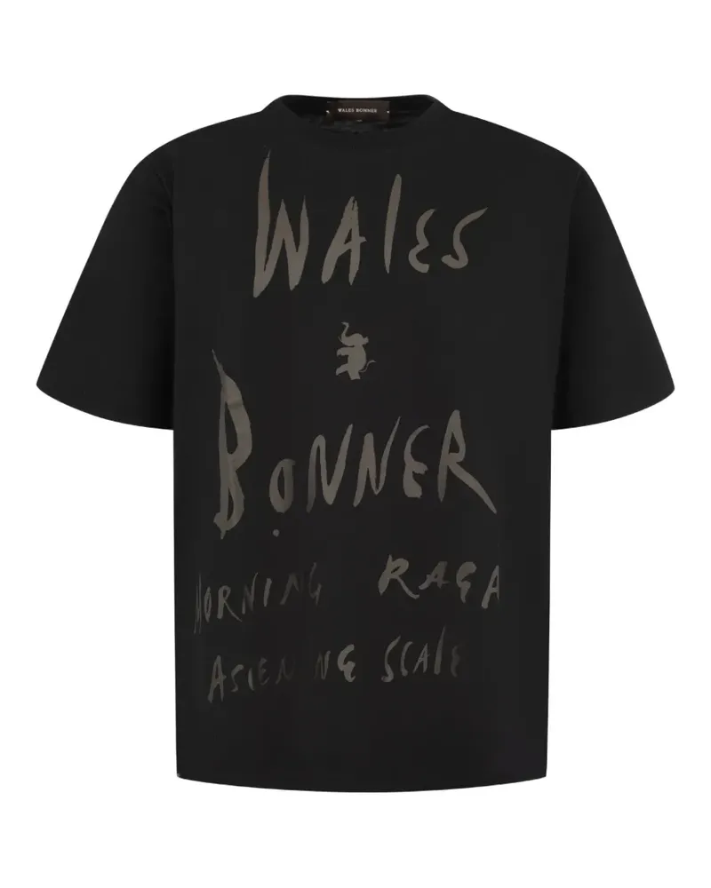 Wales Bonner Raga T-Shirt mit grafischem Print - Schwarz Schwarz