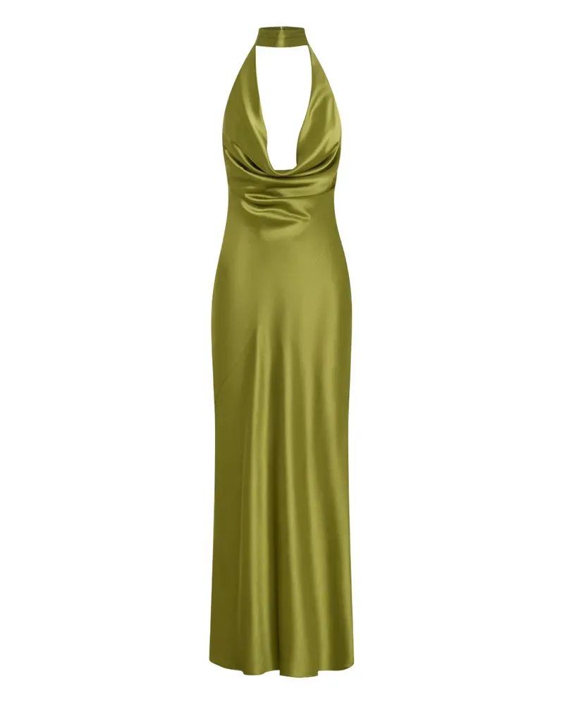 NICHOLAS Lyria Neckholder-Maxikleid mit Wasserfallausschnitt - Grün Grün