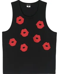 Comme des Garçons Tanktop mit Lippen-Patches Schwarz