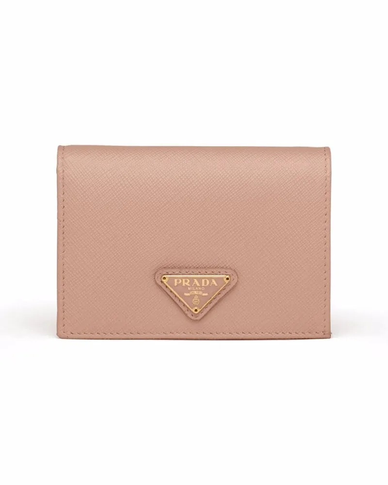Prada Kleines Portemonnaie mit Logo-Schild - Rosa Rosa