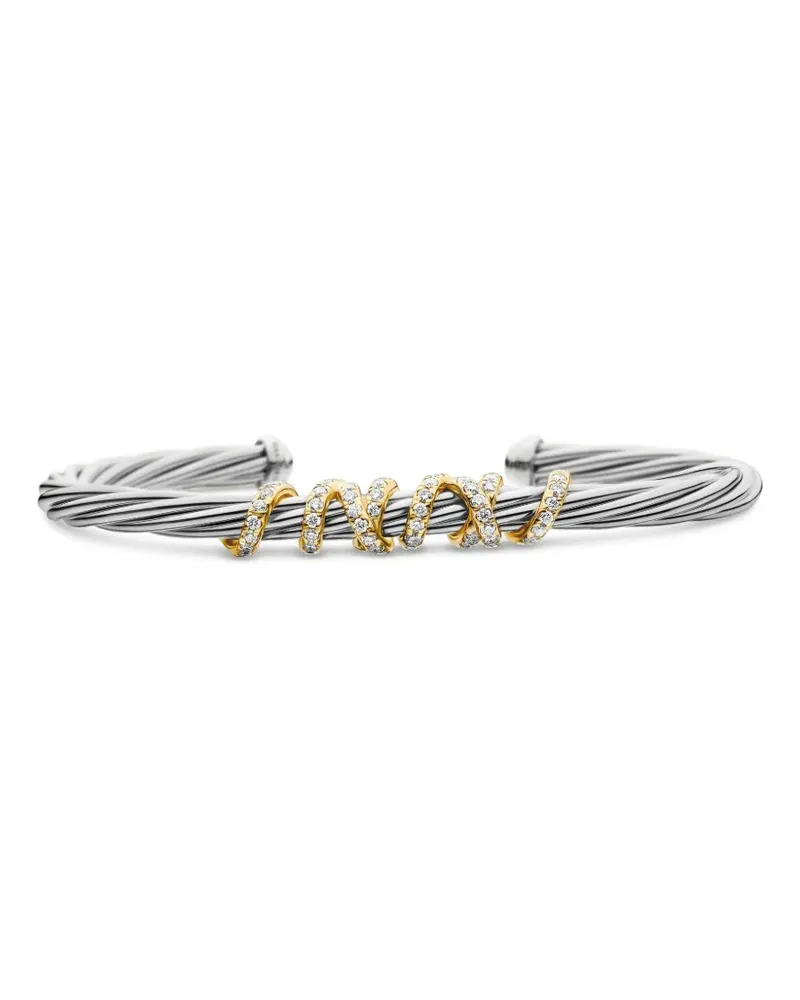 David Yurman 18kt Helena Center Station Gelbgold- und Sterlingsilberarmband 4mm Silber