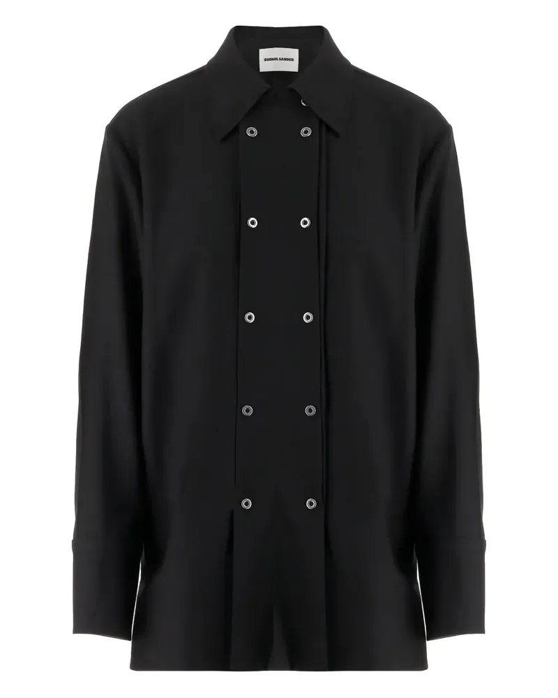 Jil Sander Doppelreihiger Mantel aus Schurwolle - Schwarz Schwarz