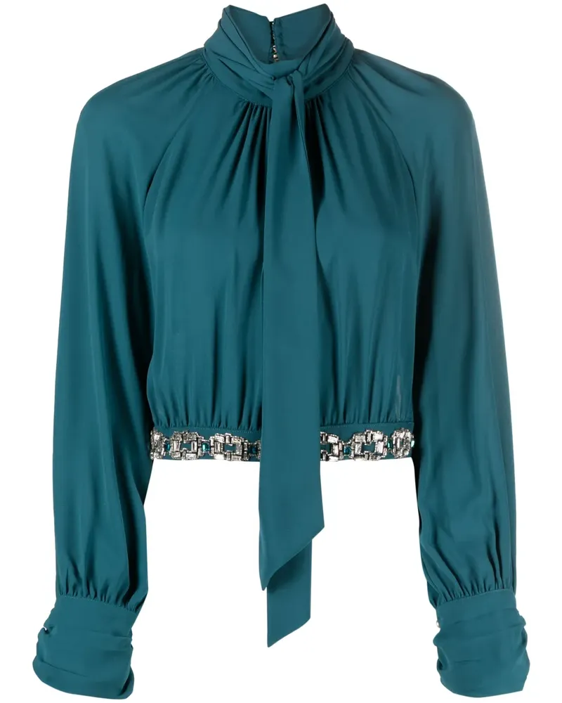 Elisabetta Franchi Geraffte Bluse mit Strass - Grün Grün