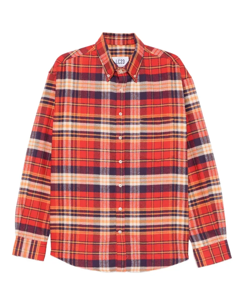 LC23 plaid-pattern pocket shirt - Orange Orange