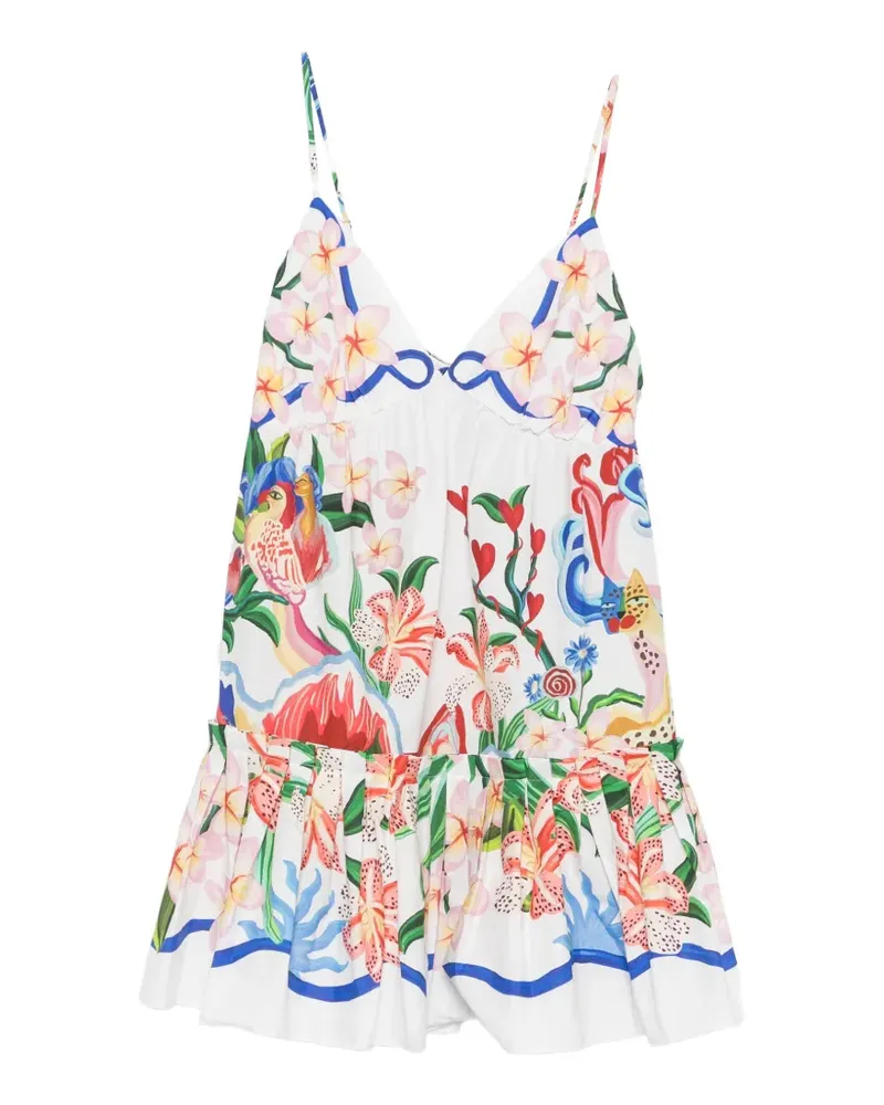 FARM Rio floral-print ruffled mini dress - Weiß Weiß