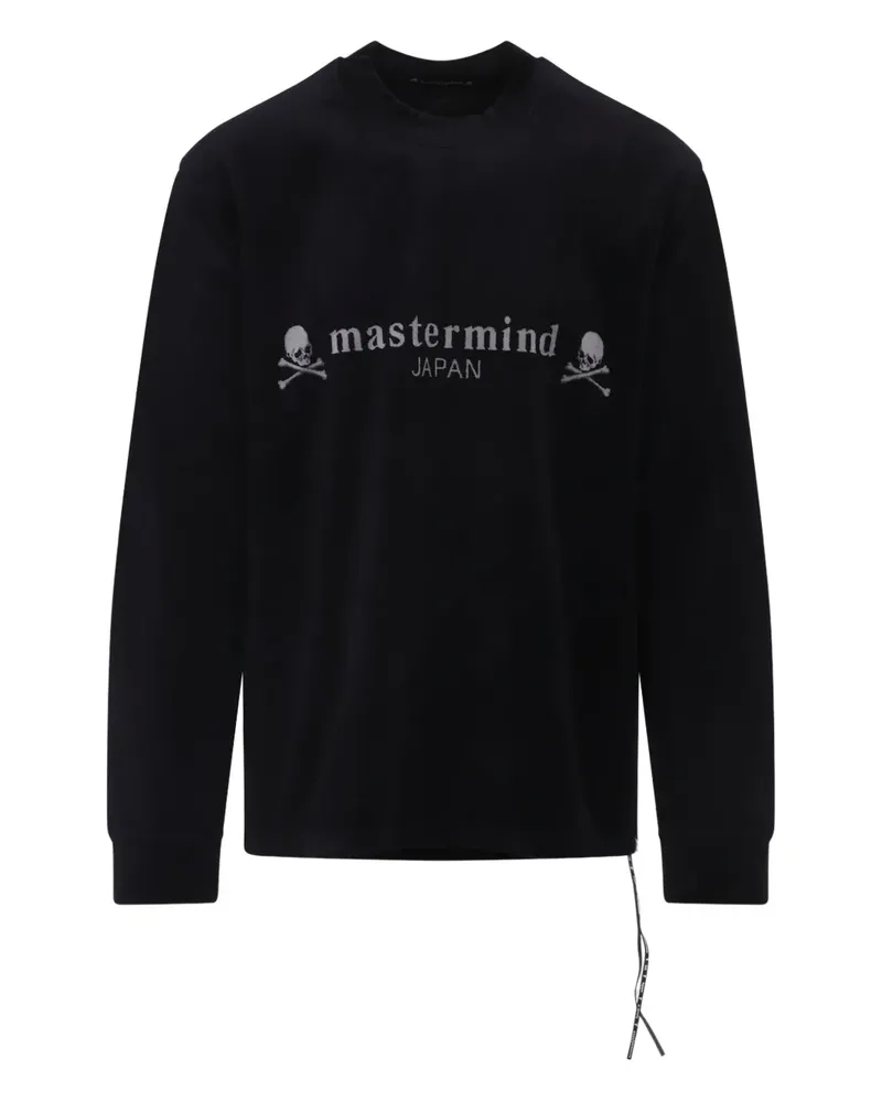 Mastermind Japan Langarmshirt mit Totenkopf-Applikation - Schwarz Schwarz