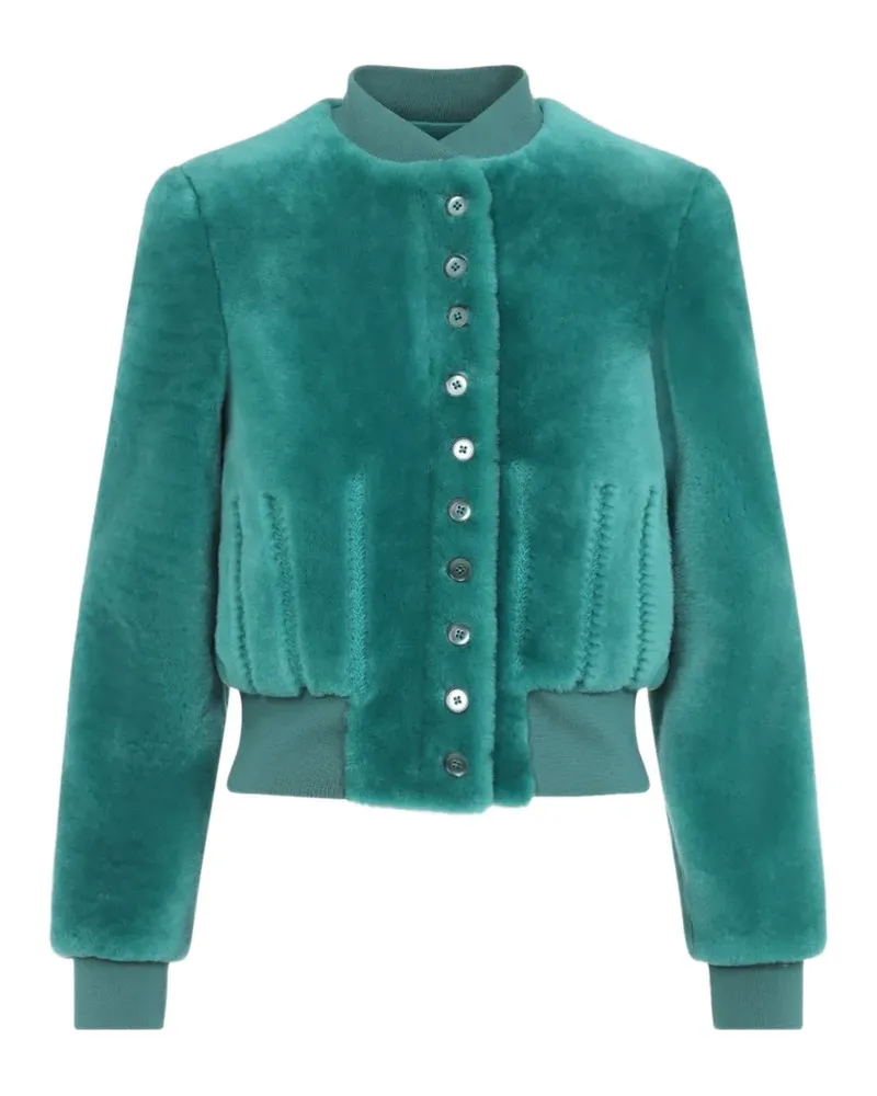 Alexander McQueen shearling-texture button-up jacket - Grün Grün