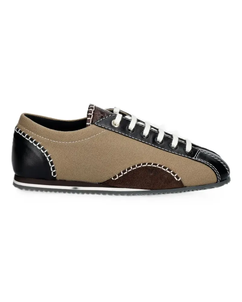 Wales Bonner Paris contrast-stitch leather-panelled sneakers - Nude Nude