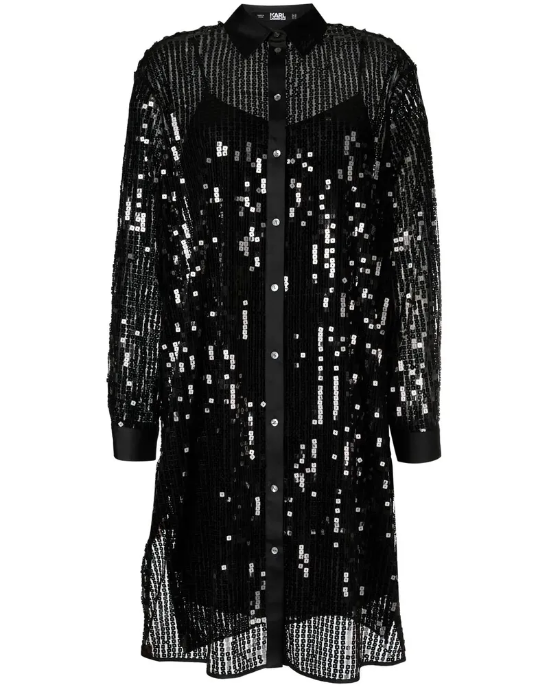 Karl Lagerfeld Midikleid mit Pailletten - Schwarz Schwarz