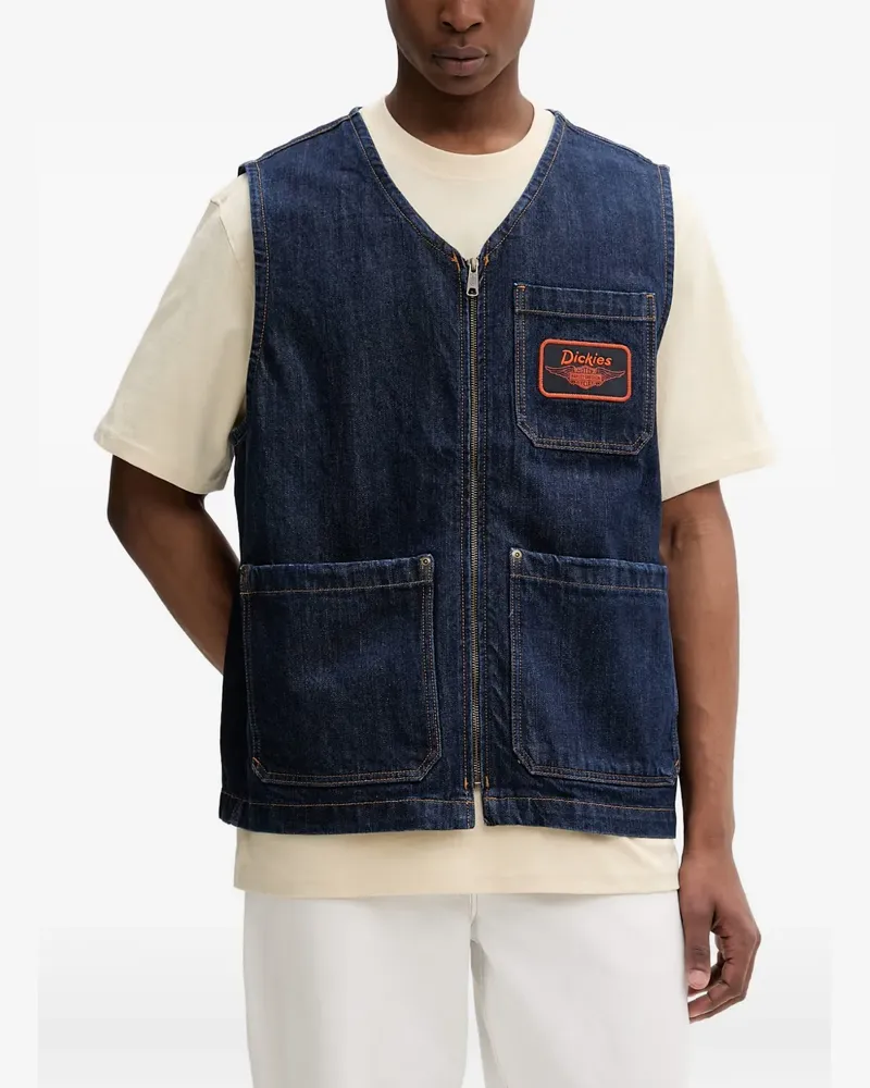 Dickies Reißverschluss-Weste mit Logo-Patch - Blau Blau
