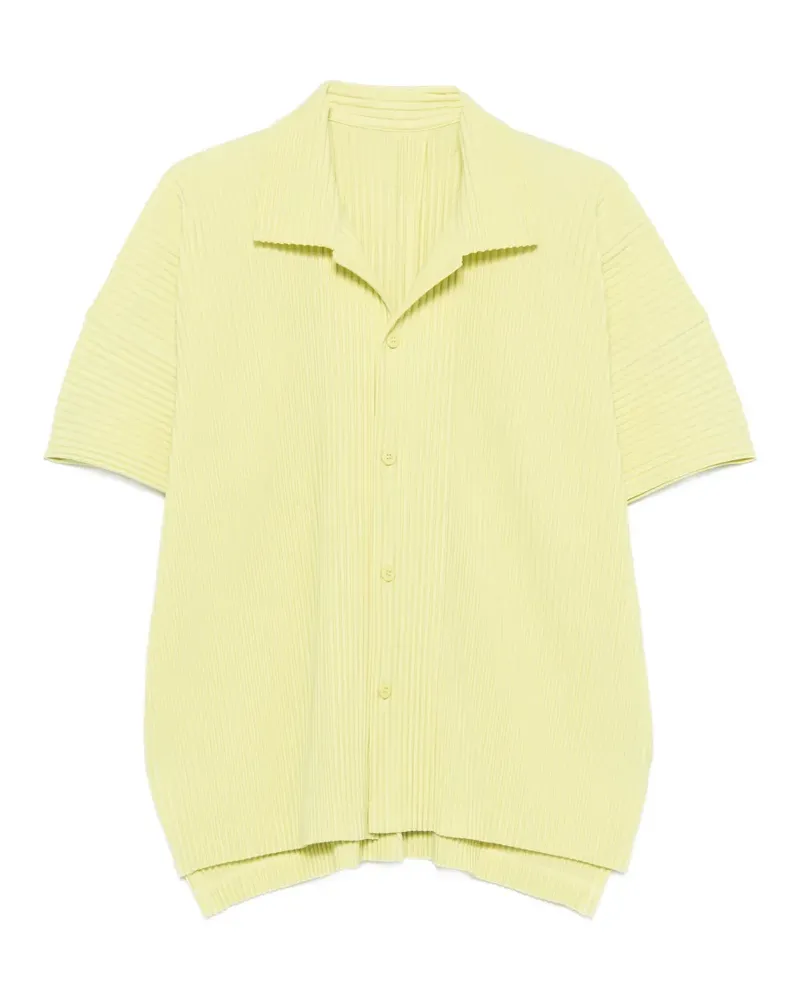 Issey Miyake pleated-design short-sleeved shirt - Gelb Gelb
