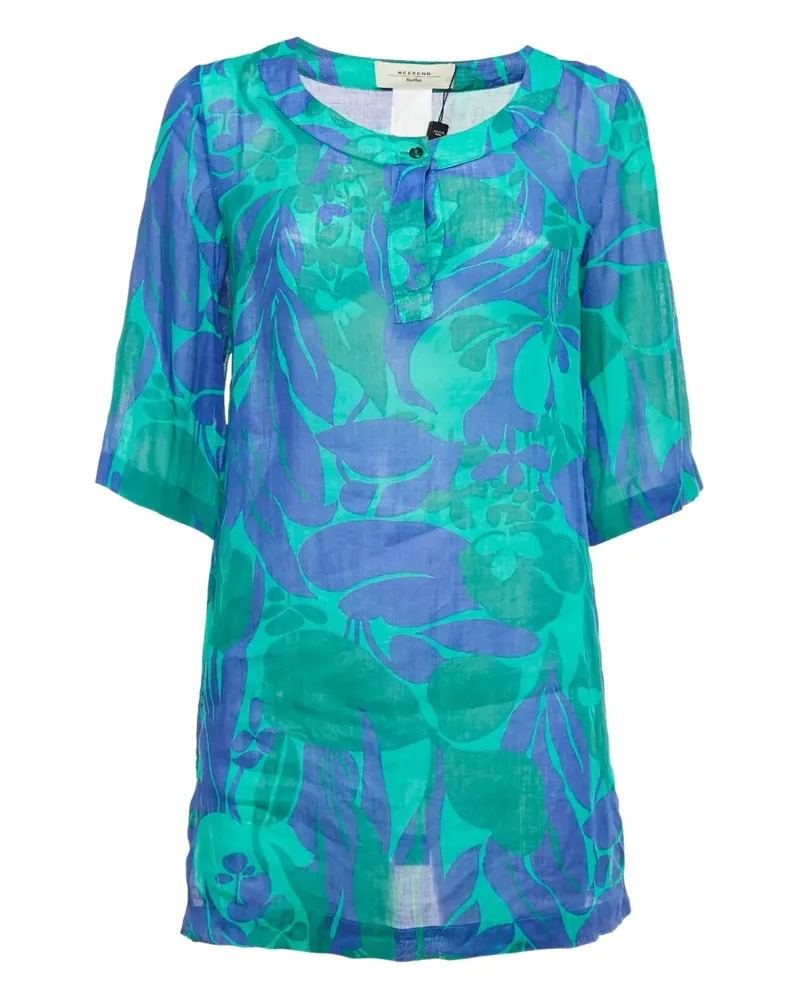 Max Mara Tunika mit Blumen-Print - Blau Blau