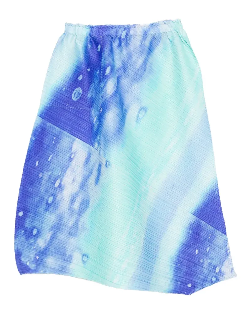 Issey Miyake pleated abstract-print midi skirt - Blau Blau