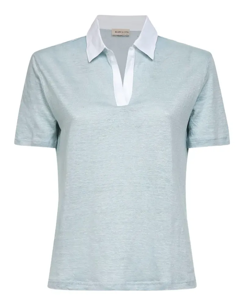 Blanca Popeline-T-Shirt mit V-Ausschnitt - Blau Blau