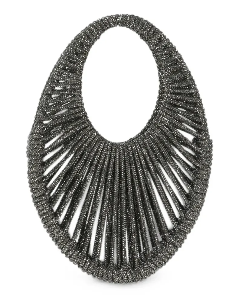 HIBOURAMA Juliet woven crystal-embellished tote bag - Grau Grau