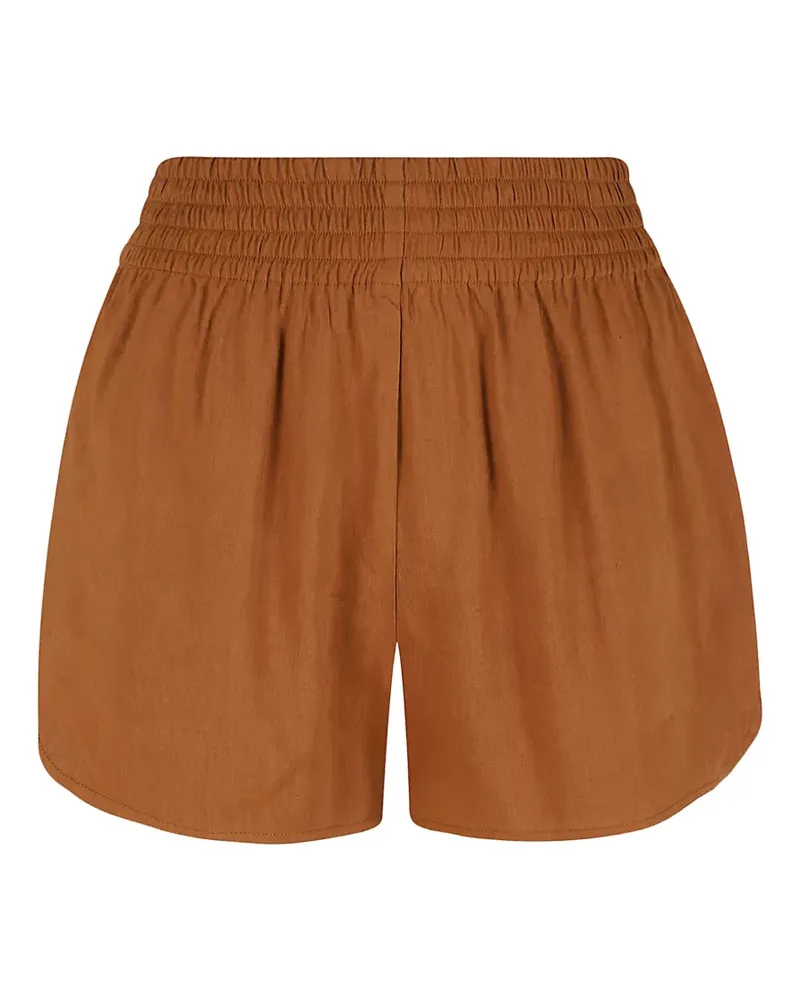 Ermanno Scervino shirred-waistband curved-hem shorts - Braun Braun