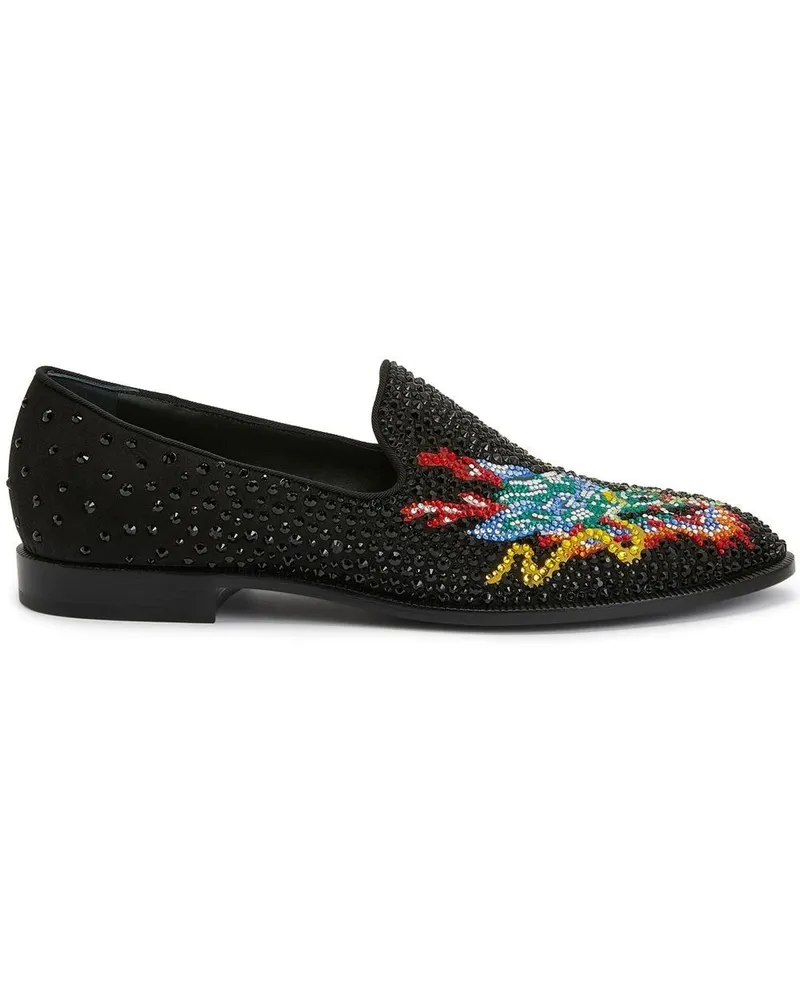 Giuseppe Zanotti Loafer mit strassverziertem Drachen Schwarz