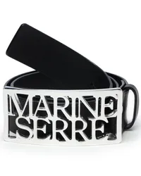 Marine Serre Ledergürtel mit Logo-Schnalle Schwarz