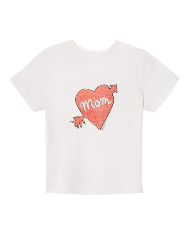 RE/DONE Classic Tee Mom heart-print T-shirt - Weiß Weiß
