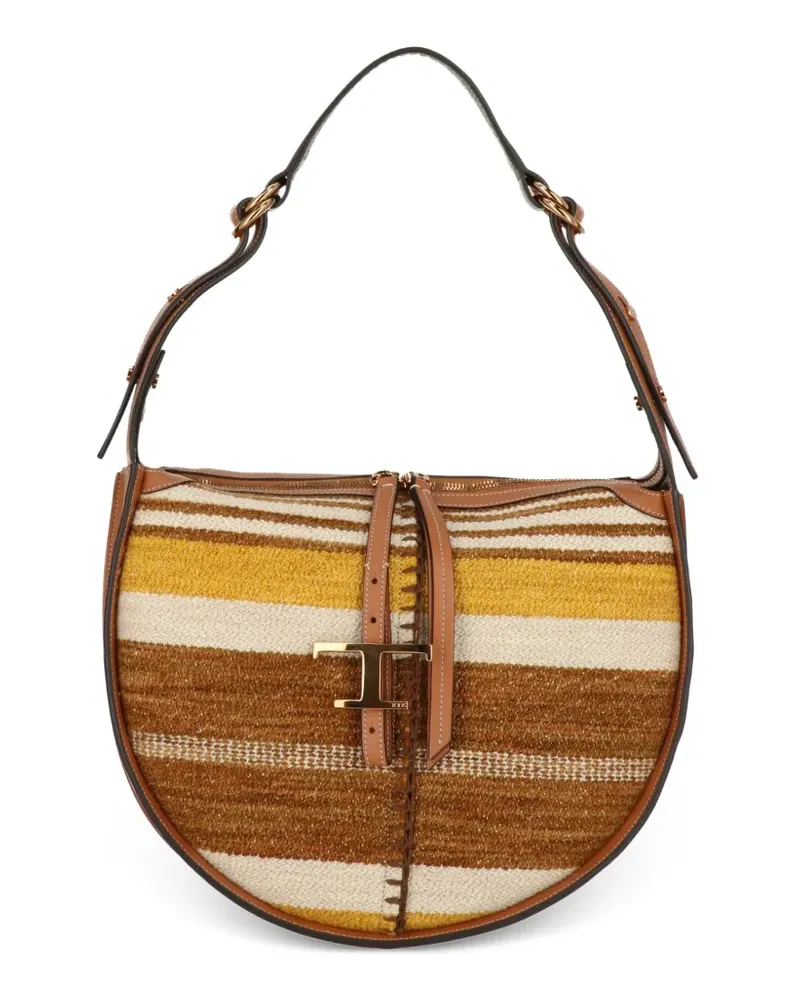 TOD'S striped logo shoulder bag - Nude Nude