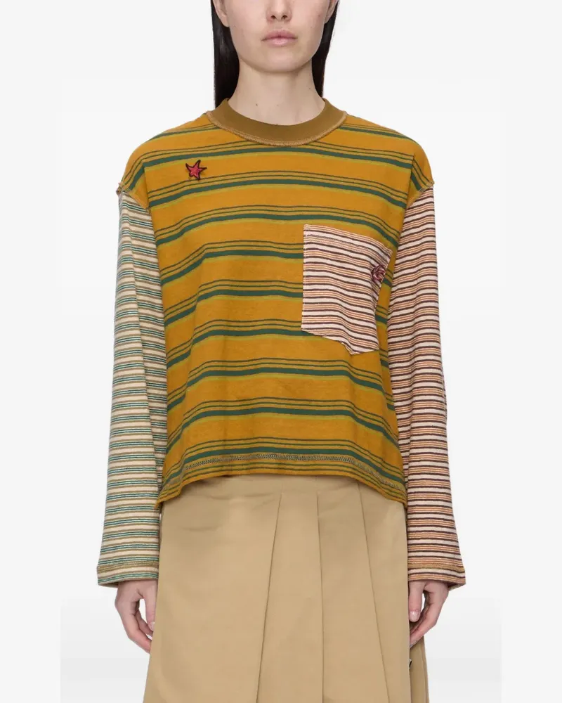 Song For The Mute striped patch-pocket sweater - Gelb Gelb