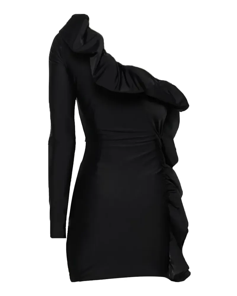 Amen ruffled one-shoulder mini dress - Schwarz Schwarz