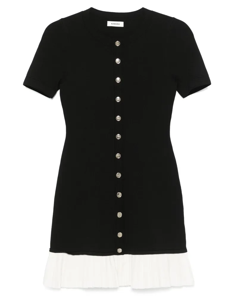 Sandro Plissiertes Minikleid - Schwarz Schwarz