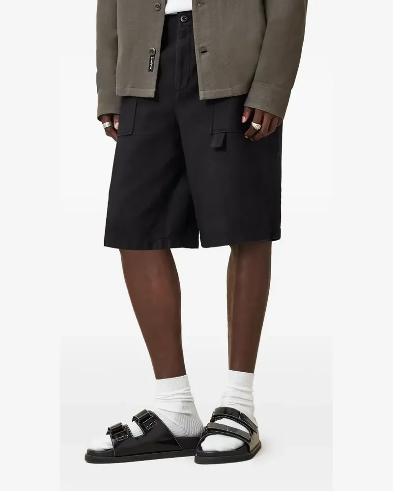 AllSaints Talbot Cargo-Shorts mit Knopfverschluss - Schwarz Schwarz