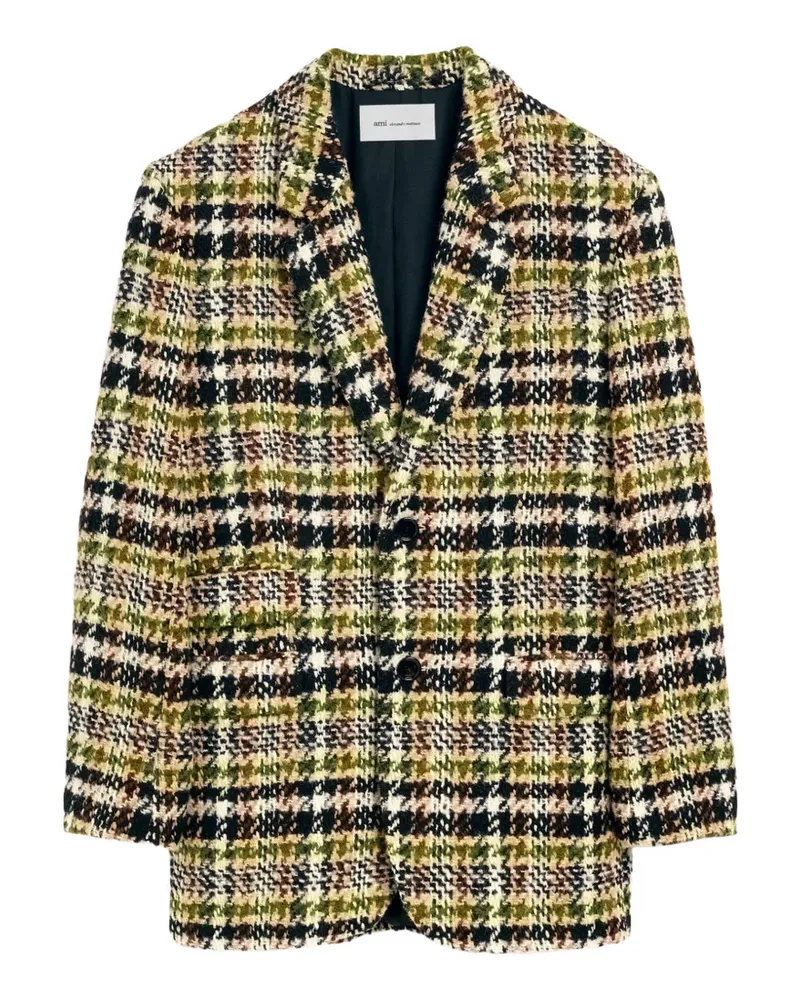AMI Paris Einreihige Tweed-Jacke - Grün Grün