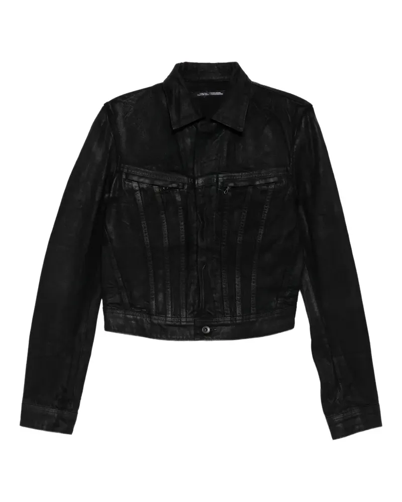Julius coated cropped jacket - Schwarz Schwarz