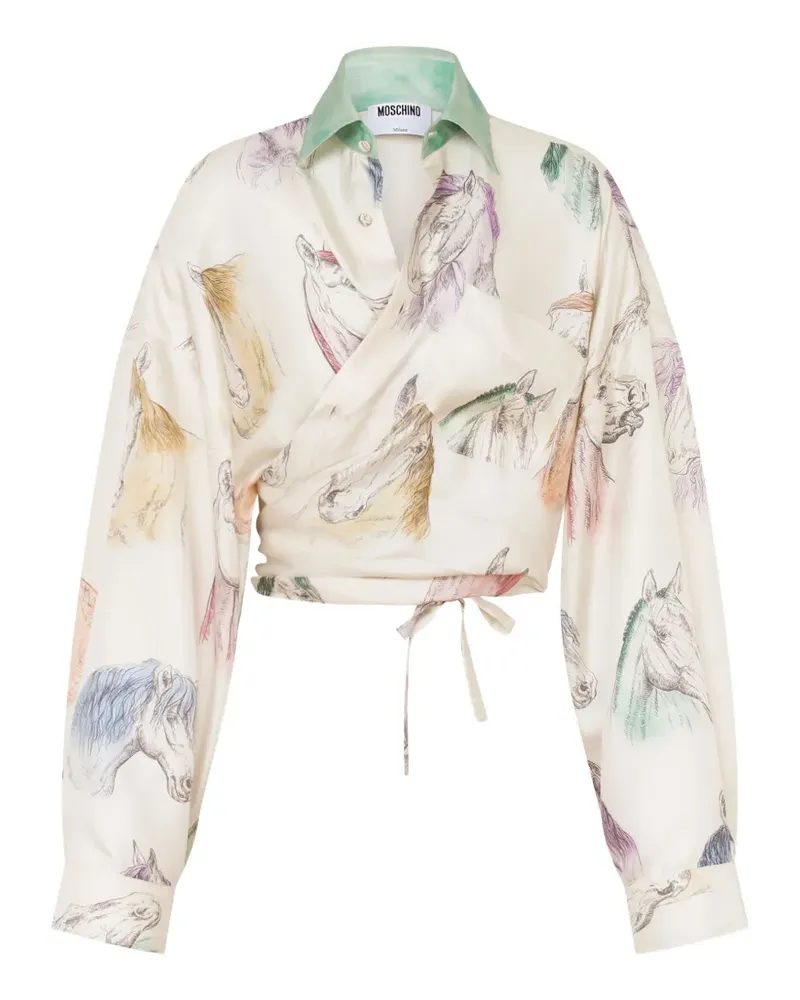 Moschino horse-print silk shirt - Nude Nude